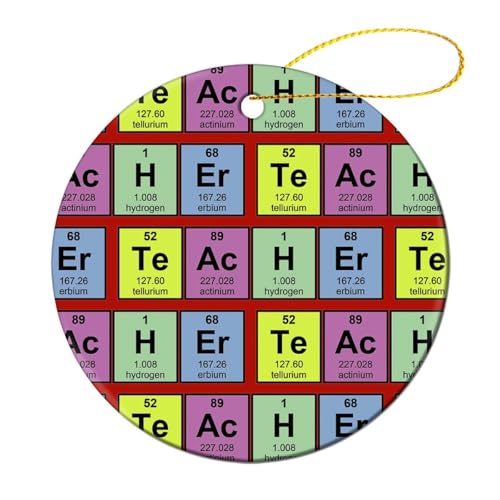 Science Teacher Chemical Elements Cute Christmas Decorations Hanging Ceramic Round Pendant Tree Ornaments