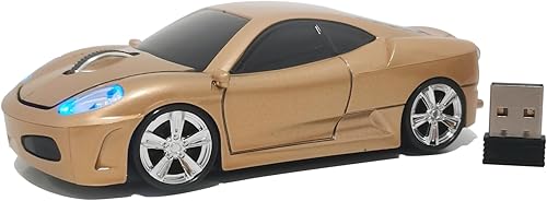 Miniatura 9 de Ratón inalámbrico para coche, ratón deportivo en forma de coche para computadora, laptop, PC, Mac con luz LED (plateado) plateado,Azul,Oro,Rojo