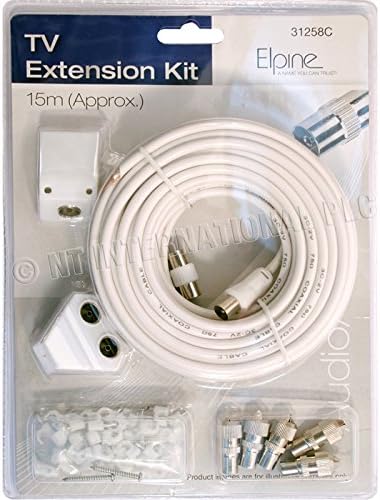 BARGAINS-GALORE 15m Tv Aerial Cable | Coaxial Cable | Tv Cable With Two Way Coax Splitter & Plugs | Satellite Cable