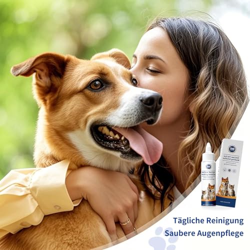 PCpetclear PetClear augentropfen Hunde und Katzen lindern Augenjucken und Reizungen, Symptome und Allergien. Entfernt effektiv Tränenstein. (60ml) (1)