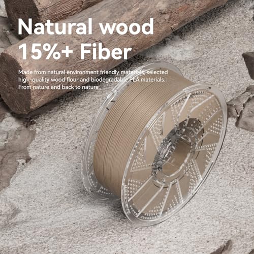 Image of Chitu Systems Conjure Wood PLA Filament White Oak, Real Wood Fibers Filled, Using Reusable Spool Compatible with Bambu Lab Refill Filament,1.75mm+ /- 0.02mm 1kg Spool(2.2lbs)