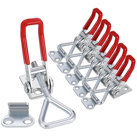Fingertoys 6 Pack Adjustable Toggle Clamp, 360lbs Holding Capacity Heavy Duty Toggle Catch Latch Hasp Clip Clamp for Door, Cabinet Box Case Trunk, Smoker Lid, Quick Release Pull Latch Tools Cover