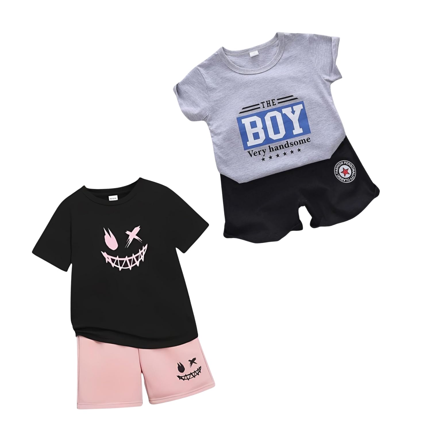 Cotton Half Sleeve T-Shirt & Shorts For Baby Boy | Summer Printed Kids Clothing Sets | Casual T-Shirt With Shorts Pant - Combo (Pack Of 2)