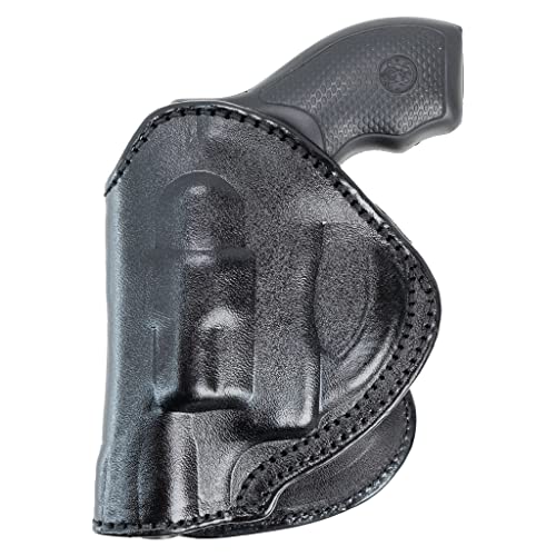 Maxx Carry Compatible Leather Paddle OWB Gun Holster Revolver for Ruger LCR, LCRx, SP101 | S&W Bodyguard 38 Special, M&P 340 | Taurus 85, 605, 856 and Other Snub Nose Revolvers. Left Hand Draw