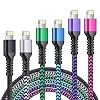iPhone Charger [6ft 6Pack] Apple Certified Lightning Cable Fast Charging Nylon Braided Phone Charger Cord for iPhone 14 13 12 Pro Max 11 Pro Xr Xs 10 8 Plus 7 6 6s 5c, SE 2022, Data Line Power Wire