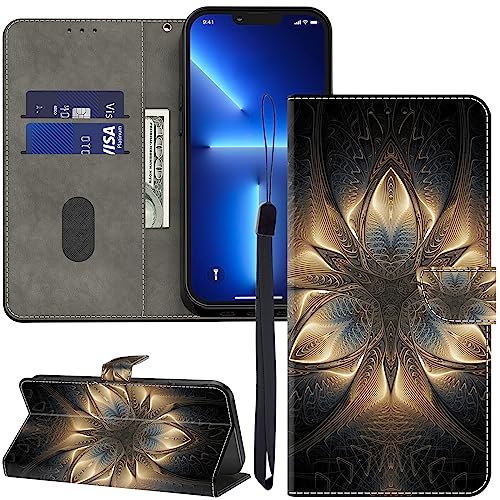 ALILANG for LG Stylo 6/ LG K71 Wallet Case with Credit Card Holder, Flip Book PU Leather Protective Magnetic Cover for LG Stylo 6 Phone Case-Golden Circles