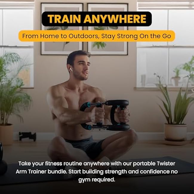 Twister Arm Trainer for Men & Women ¨C 60¨C90 lbs Resistance with Adjustable Hand Grip Strengthener ¨C Upper Body Workout & Fitness Equipment ¨C Includes Travel Bag