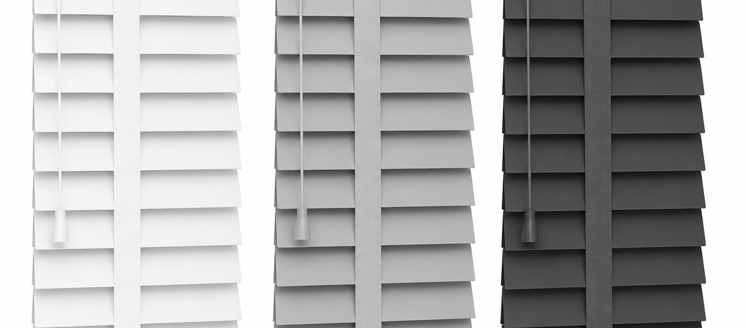 Funky Gadgets Faux Wood Blinds Window Venetian Blinds Grey, 175W x 213H cm