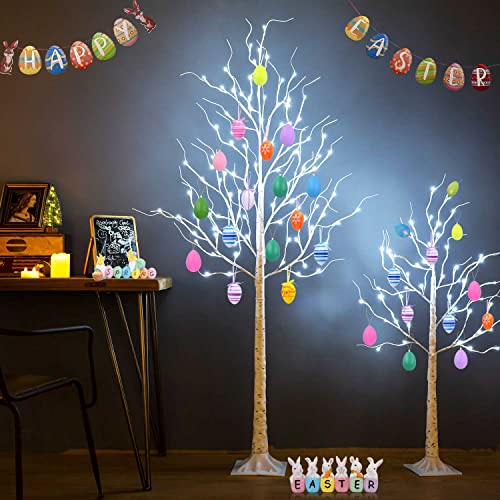 Zhouduidui Lighted Birch Tree, 6Ft 96Led Birch Tree Lights,Artificial Twig Tree Light 9Modes Timer For Indoor Outdoor St Patricks Day Christmas Easter Tree Home Party Wedding Decor,Warm & Cool White #TOP2