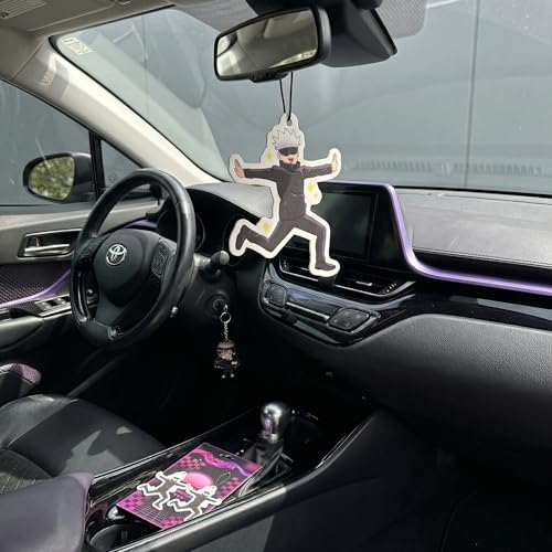 Image of PumpCar 2 pieces Cute Gojo Satoru double-sided hanging Japanese anime vanilla-scented car air freshener Cool anime hanging for rearview mirror Car Interior Accessories Gift (Gojo-Cute, Hanging Card)
