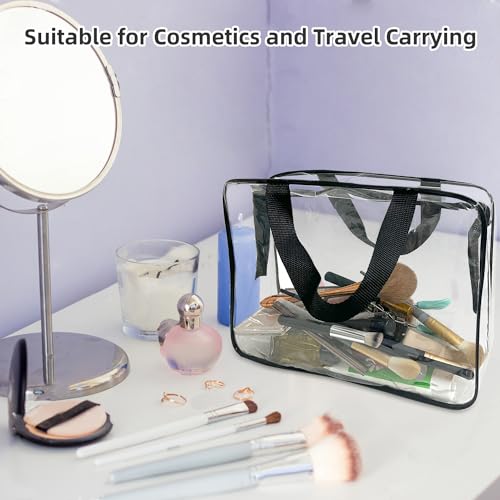 GEMLORD 12 Pieces Large Clear Cosmetic Organizer Makeup Bag, Clear PVC Travel Toiletry Bags with Zipper and Handle, Plastic Tote Bags for Beach, Traveling, Shopping, Storage4