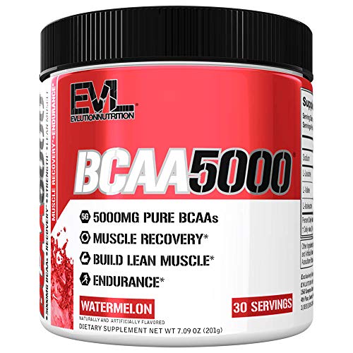 Evlution Nutrition BCAA 5000 - Suplemento En Polvo De Aminoácidos Ramificados Proporciona 5 Gramos De BCAA Calidad Premium Cada Toma, Contiene 30 Tomas (Watermelon)