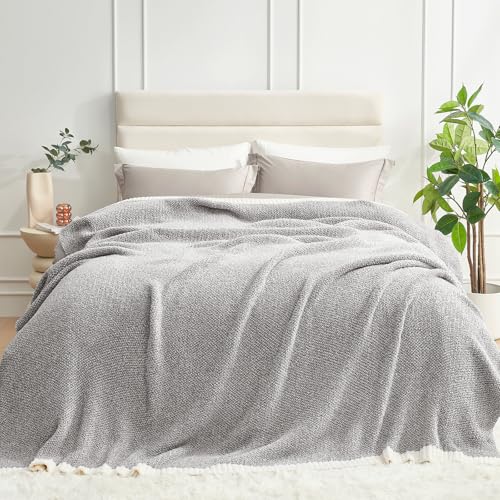 Image of Snuggle Sac Queen Size Bedding Blanket Grey Color, Super Soft Warm Blankets for Bed, Living Room, Luxurious Microfiber Blanket Dupes, Heather Grey, 90x90 inches