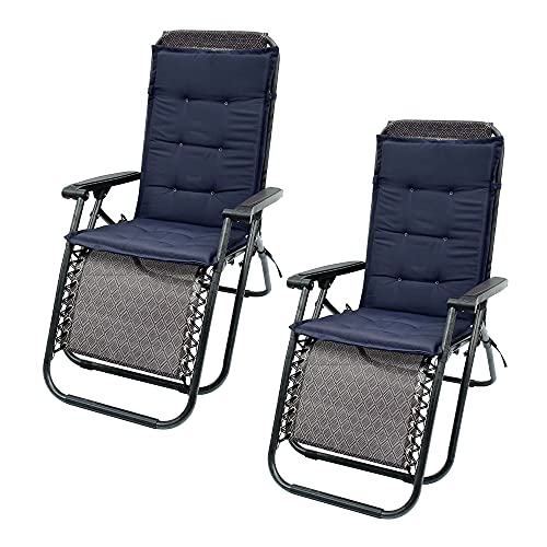 HOTBEST 2Pcs High Back Patio Chair Cushions, Garden Seat Pad Adirondack Chair Cushion Non-Slip Universal Lounger Chair Mat Wicker Chair Pads with Ties for Indoor Outdoor Furniture(47 x 20 Inch) (blue)