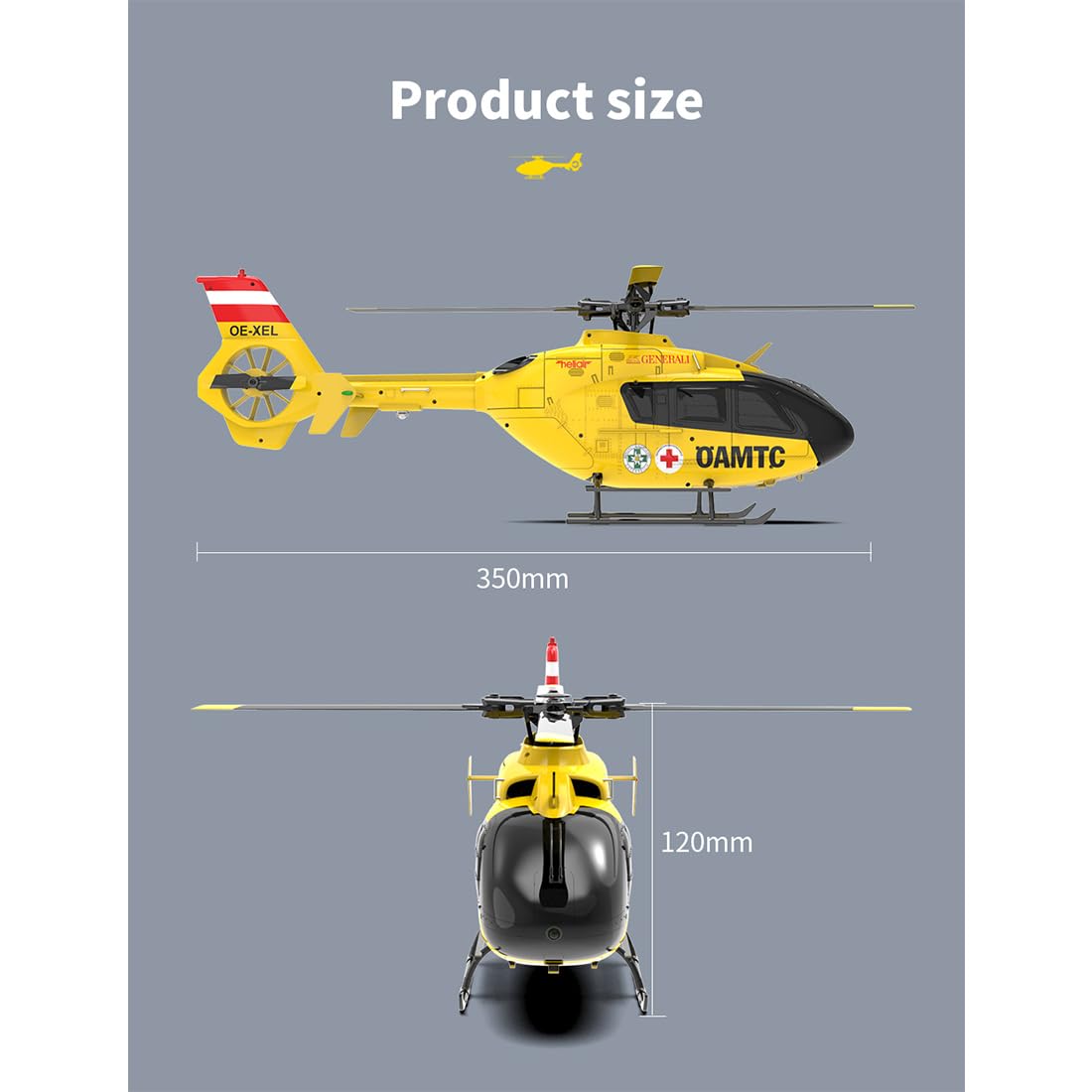 F06 EC-135 - Helicóptero RC para adultos, 1:36, 2,4 g, 6 canales, doble sin escobillas, motor de accionamiento directo, modelo de avión, helicóptero RC para aficionados a los aviones (RTF)