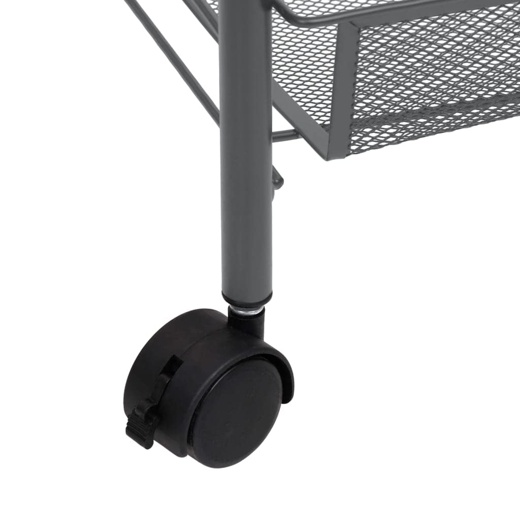 Mangloder - Carrito de cocina gris de hierro de 5 niveles, 46 x 26 x 105 cm, ruedas con 4 ruedas y frenos, carrito de servir, carrito auxiliar, carrito auxiliar multiusos para cocina, baño, oficina y