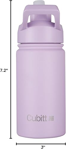Vista 21 de Cubitt Botella de agua para niños de 14 onzas con tapa con pajilla, acero inoxidable aislado, vaso de doble pared, taza de viaje, taza térmica a