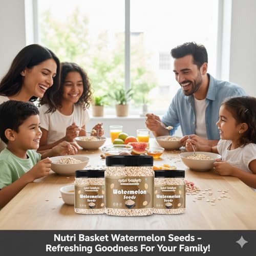 Image of Nutri Basket Premium Watermelon Seeds for Eating 100g | Raw Tarbuj Magaj Without Shell | Protein & Fiber Rich Snack | Nutrient-Dense Seeds | Antioxidant Source | Jar Pack