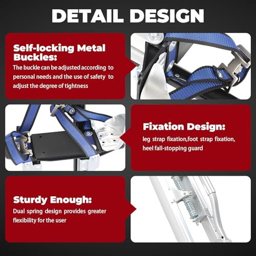 Nakkaa 24-40 Inch Adjustable Aluminum Drywall Stilts for Heavy-Duty Work Stilts for Sheetrock Exterior Wall Painting Construction (Silver,24\"-40\" Inch)