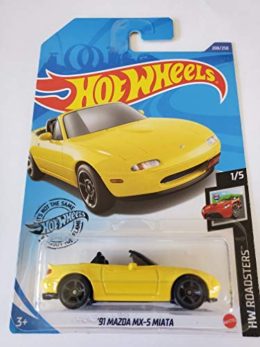 Hot Wheels 2020 Hw Roadsters '91 Mazda MX-5 Miata, Yellow miniatura 1