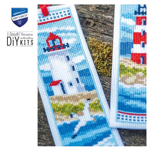 Image of Vervaco Bookmark Counted Cross Stitch kit Lighthouses Set of 3, 6x20cm, DIY
