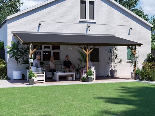 Dunster House Lean-To Gazebo Kit – 6x3m Wall-Mounted Wooden Garden Shelter & Canopy – Stylish Permanent Outdoor Structure for Patios, Decking & Entertaining – Utopia