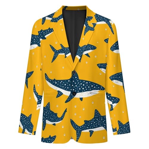 Whale Pattern Men's Slim Suit Long-Sleeve Prom Tuxedo Classic Two Button Business Jacket4