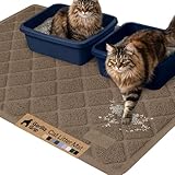 GORILLA GRIP Cat Litter Box Mat, 47x35, Cushioned Coil Mesh Litter Trapping Mats, Scatter Control Supplies for Less Mess, Phthalate Free, Ultra Deep Catch Grooves, Rinse or Vacuum to Clean, Brown