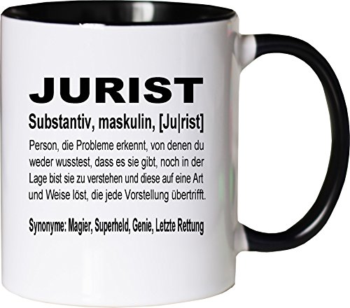 Mister Merchandise Tasse à café Jurist Definition Cadeau Gag Job Beruf Arbeit Witzig Spruch Teetasse Becher Weiß-Schwarz