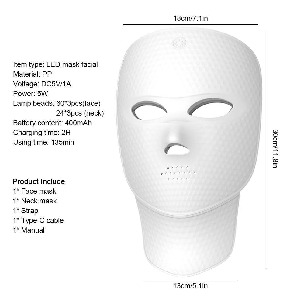 Maschera a LED per terapia della luce rossa per viso e collo