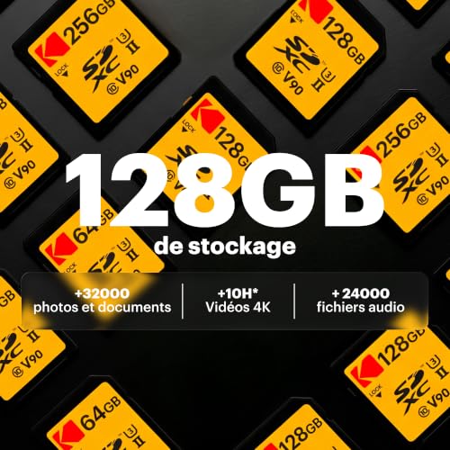 Image of Kodak 128GB UHS-II U3 V90 Ultra Pro SDXC Memory Card - Up to 3000MB /s Read Speed and 270MB /s Write Speed