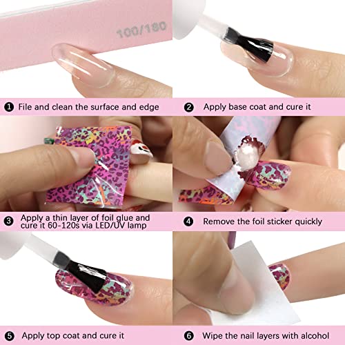 Tobeglam 2 Bottles 15Ml Nail Art Foil Transfer Gel With 20Pcs Flower Foil Stickers Set, Nail Foils Transfer Prints Manicure Decoration Kit,Nail Transfer Glues,Uv Led Lamp Required (Flower) #TOP6