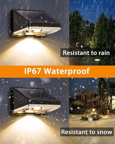 Solar Fence Lights 8 Pack - Solar Wall Lights Warm White Waterproof Outdoor Garden Lights for Fence, Wall & Patio, Decorative Ambient Lighting - Image 5