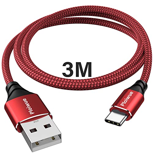 USB C Cable 3M, USB A to USB C Fast Charger Cable Nylon Braided USB Type C Charging Cord Compatible for Samsung Galaxy S20 S10 S9 S8,PS5 Controller, Switch,Huawei P20 P10, Sony Xperia, LG