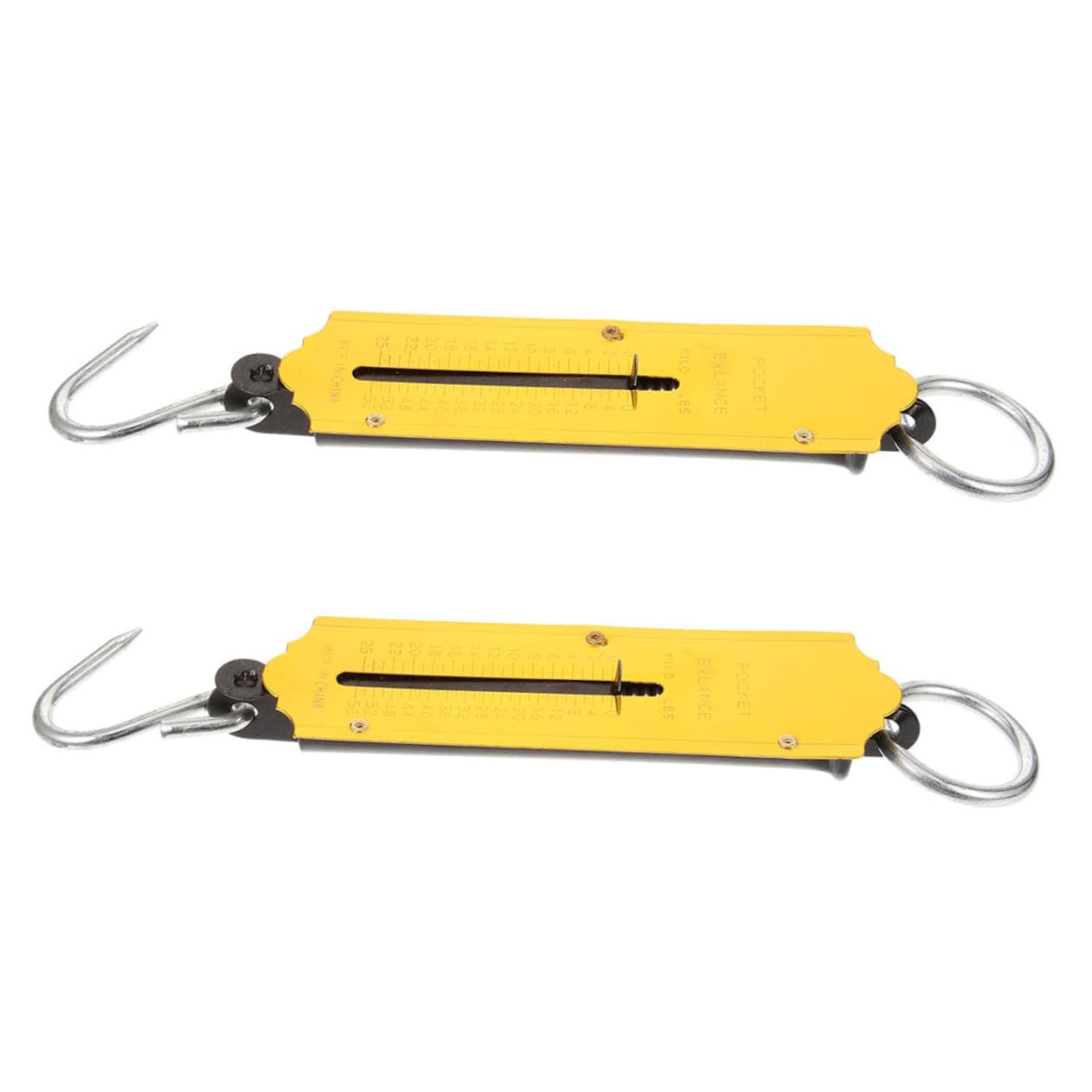 2pcs Handheld Mechanical Hanging Scale Portable Weighing Tool for Fishing Produce and Luggage Vibrant Yellow Design for Outdoor Use