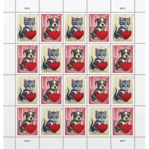 Cats & Dogs Themed Forever First Class Postage Stamps by The United States Postal Service - Ideal for Weddings, Anniversaries, Valentine's Day, Engagements, Graduations, and Exclusive Invitations Cover