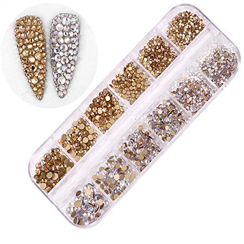 1400 Pièces Pierres Précieuses Adhésif Strass Cristal Autocollants, Acrylique Coloré 3D Strass à Ongles Art Décorations Acrylique Diamant Bijoux...