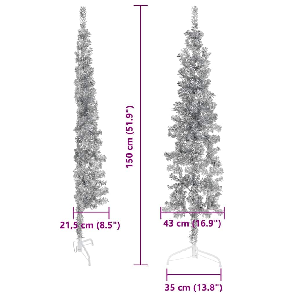 Árbol de Navidad artificial de 150 cm con 176 puntas, para salón, pasillo, balcón, ahorro de espacio, con soporte estable de acero y PVC
