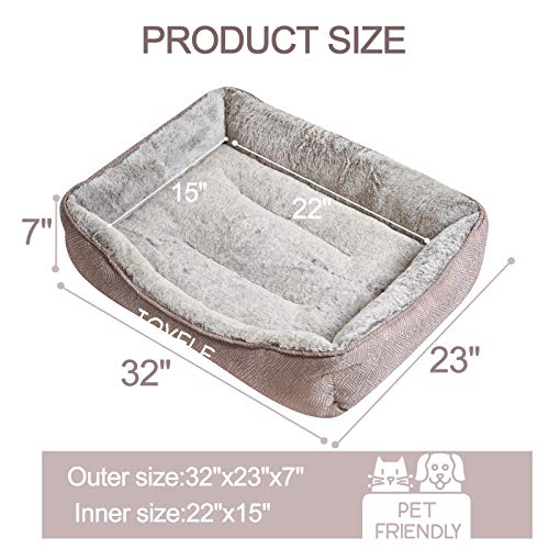 JOYELF Dog Bed Washable Calming Pet Bed, Anti Anxiety Cat Bed & Sofa, Cute Plush Pet Bed for Medium Dog and Cat - Medium Rectangle - Image 3
