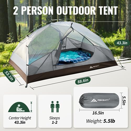 forceatt tent for 2 and 3 person is waterproof and windproof camping tent for 3 to 4 seasonslightweight aluminum pole backpacking tent can be set up quicklygreat for hiking