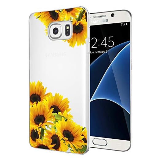 Tothedu Phone Case for Galaxy S7, Samsung S7 Case for Girls Women, Clear Slim Shockproof Pattern Soft Flexible TPU Back Phone Protective Cover Cases for Samsung Galaxy S7 (Sunflower)