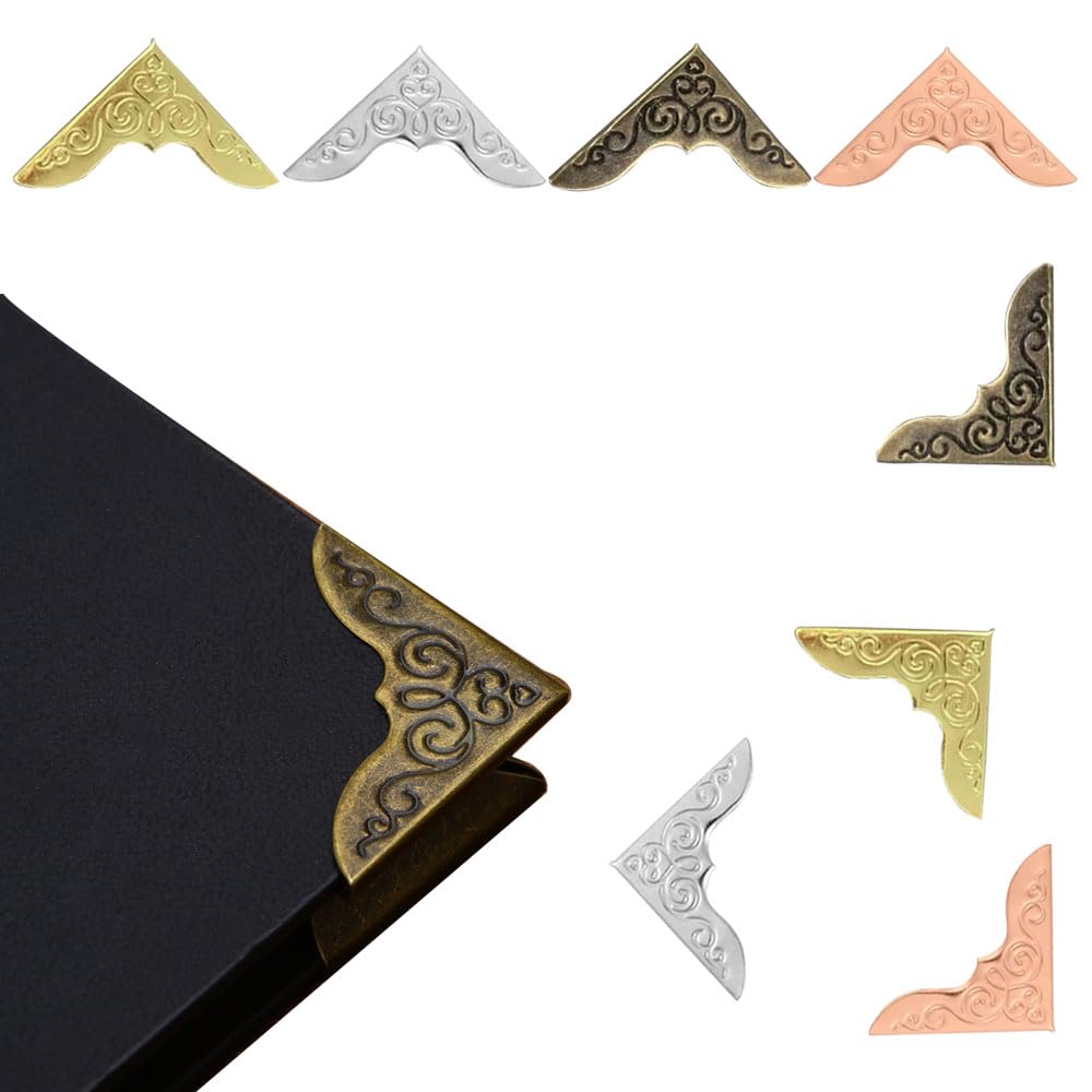 PATIKIL 42mm Coins De Livres En Métal, 100Pcs Coins De Photos Protecteur De Coins De Livre Rétro En Métal Décoratif Pour L'Artisanat Scrapbook Album Photo Reliure De Livre, Bronze Foncé