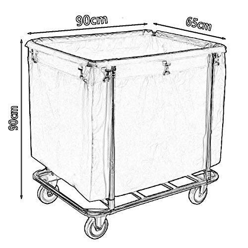 Carrello portabiancheria in Acciaio Inox per riporre i Vestiti, Cesto portabiancheria Resistente con rotelle e Carrello portabiancheria con Sacco