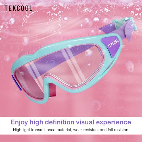 Image of TEKCOOL Swimming Goggles for Kids Big Frame Leakproof Swimming Goggles for Children Kids Swim Goggles with Anti Fog and UV Protection for Boys Girls for Age 2-16 (Pink)'