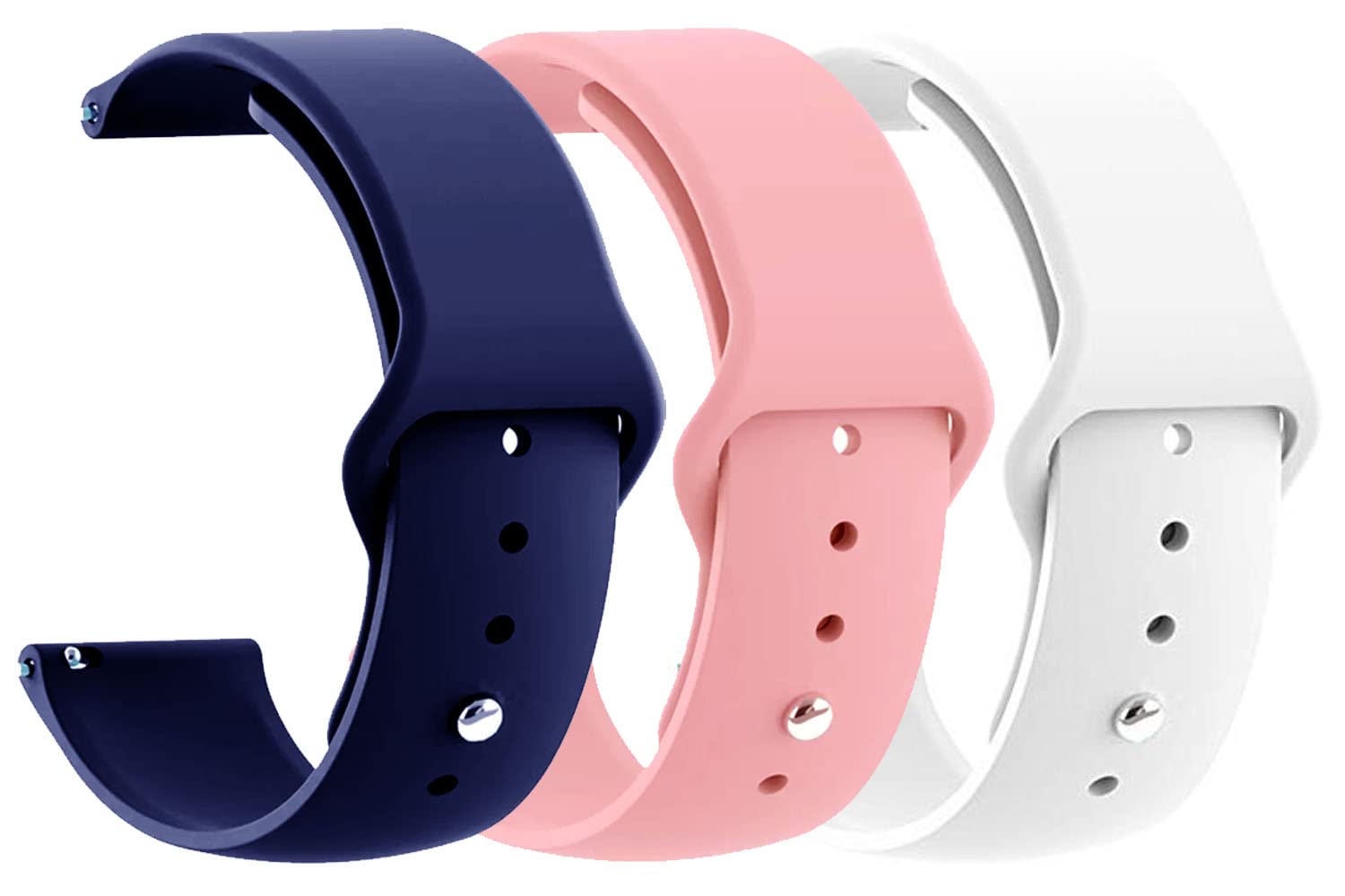 AONES Pack of 3 Silicone Belt Watch Strap Compatible for Pauze Spirit 360 Watch Strap Navy Blue, Light Pink, White
