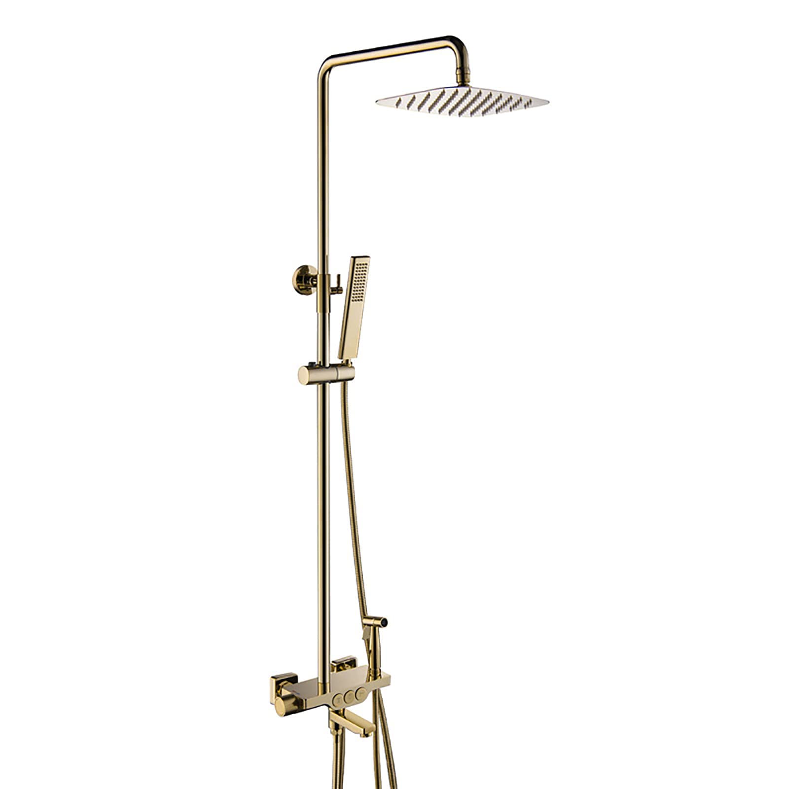 AYCDL Gold Button Shower Combo Set Wall Mounted Bathroom Shower Faucet Set with Shower Head, Handheld Shower, Tub Spout, Bidet Spray
