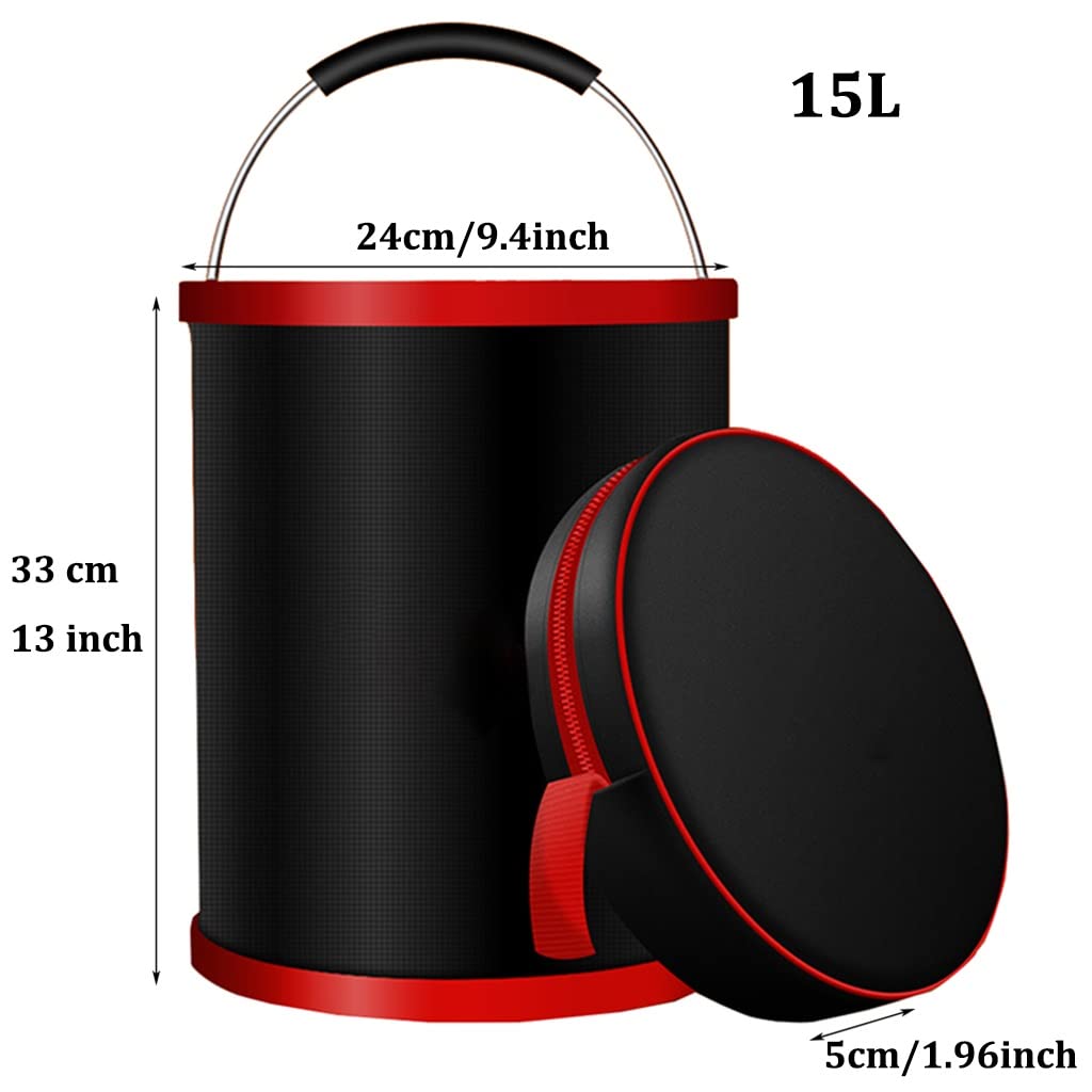 DUNAKE Cubo Plegable para Camping, Cubo De Agua Plegable Multiuso, Lavabo Plegable Portátil para Viajes, Caminatas, Pesca, Canotaje, Jardinería, Fácil Almacenamiento (Size : 15L)