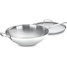 Cuisinart 14-Inch Stir-Fry Pan, Helper Handle and Glass Cover, Chefs Classic Stainless Steel, 726-38H
