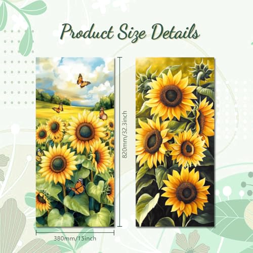 Image of Peacoblue Wheelie Bin Stickers 2 Sheets Sunflowers Sticky Dustbin Stickers Decals, 15 inch x 32 inch Waterproof Large Wraps for Trash Cans Bins Fridges Door Wall Garden Outdoor Indoor Patio Decor