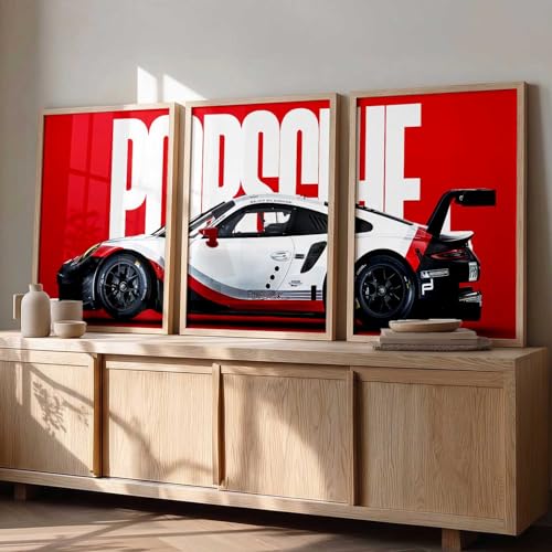 Image of HOTHOUSE Big Sports Cars Framed Posters Gift Items for Boys Room Wall Decoration Bedroom Living Room Office Studio Decor | Car Poster Frame for Wall Decor Set Of 3 Size (19 X 25 inch)